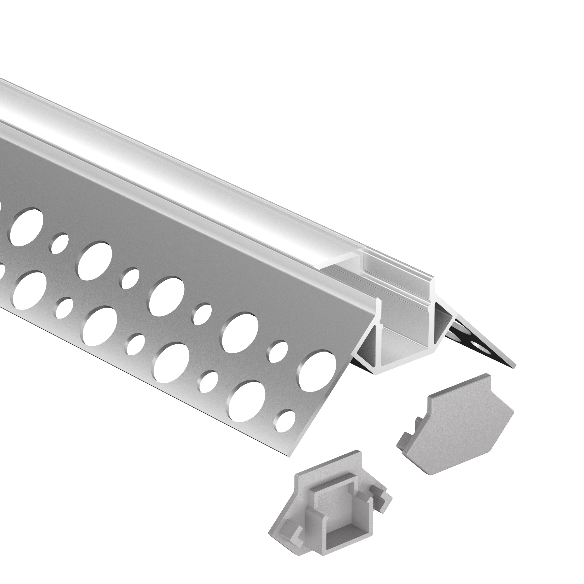 Профиль алюминиевый Geniled встраиваемый внешний угол 51х23х2000 с заглушками и рассеивателем