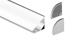 Профиль Geniled для светодиодной ленты угловой 16x16x1000 с заглушками и рассеивателем Ch
