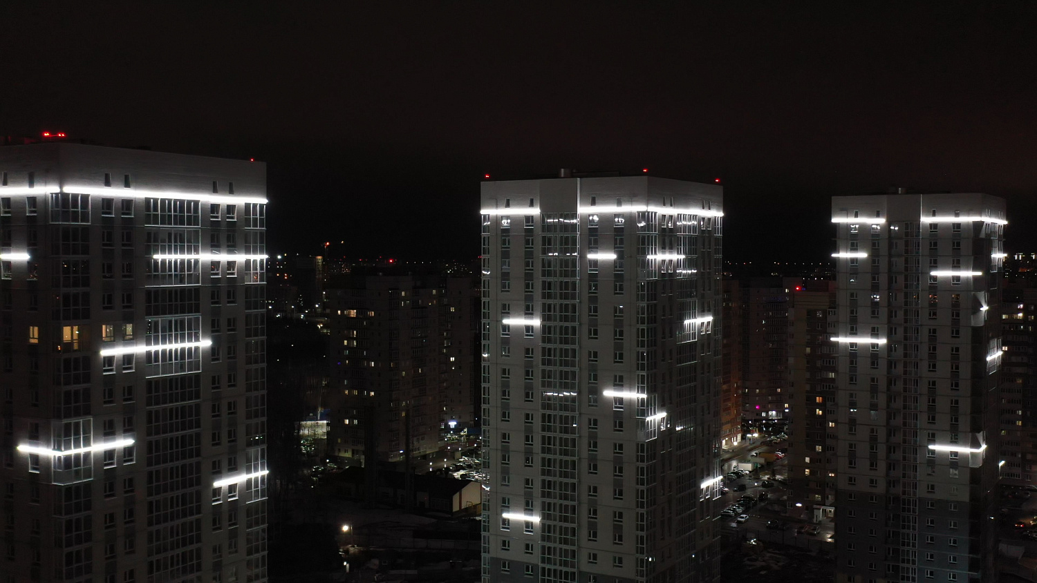 Архитектурное освещение жилого комплекса Горизонт, г. Тюмень