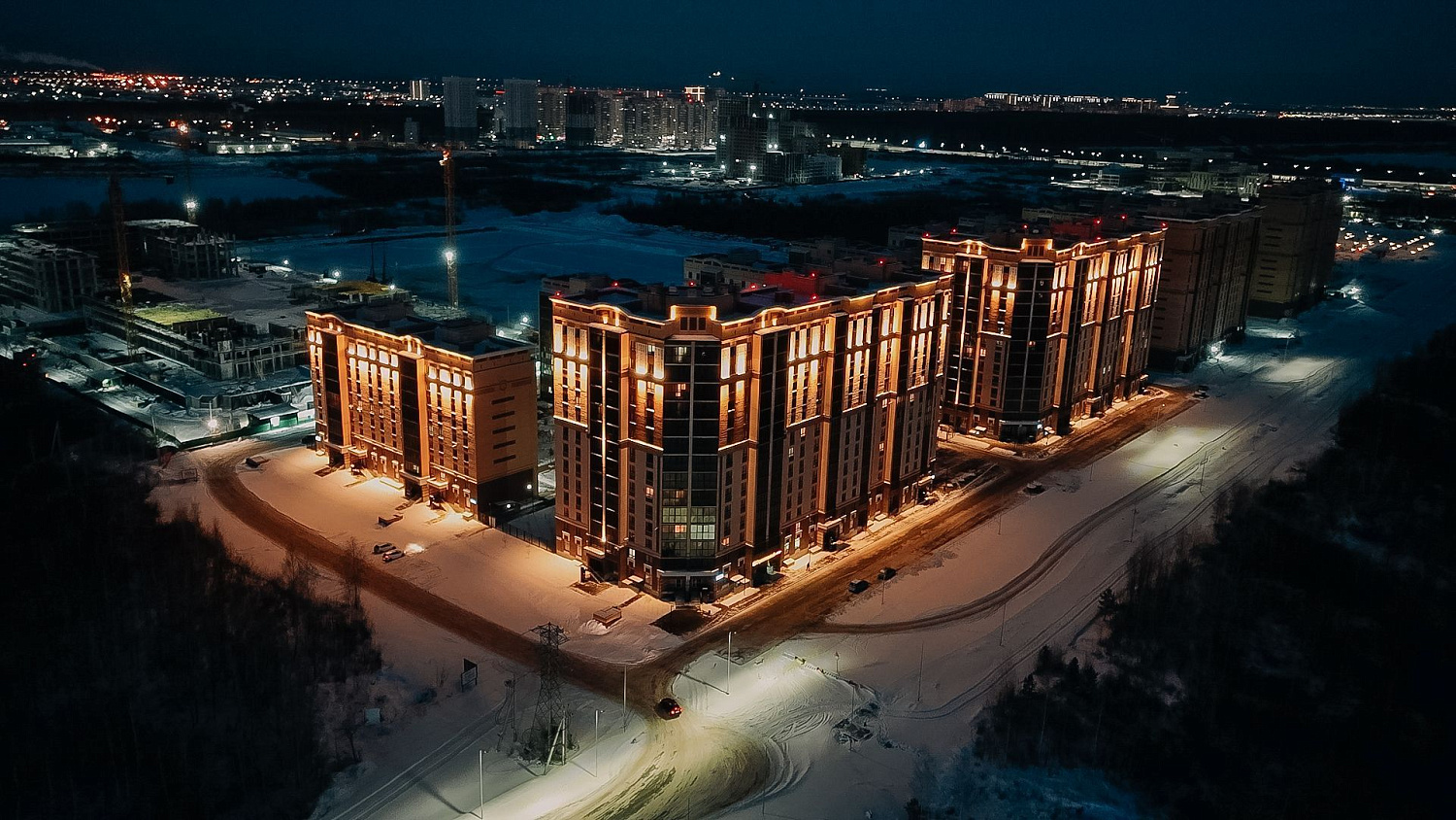 Архитектурное освещение жилого комплекса АРИЯ, г. Тюмень