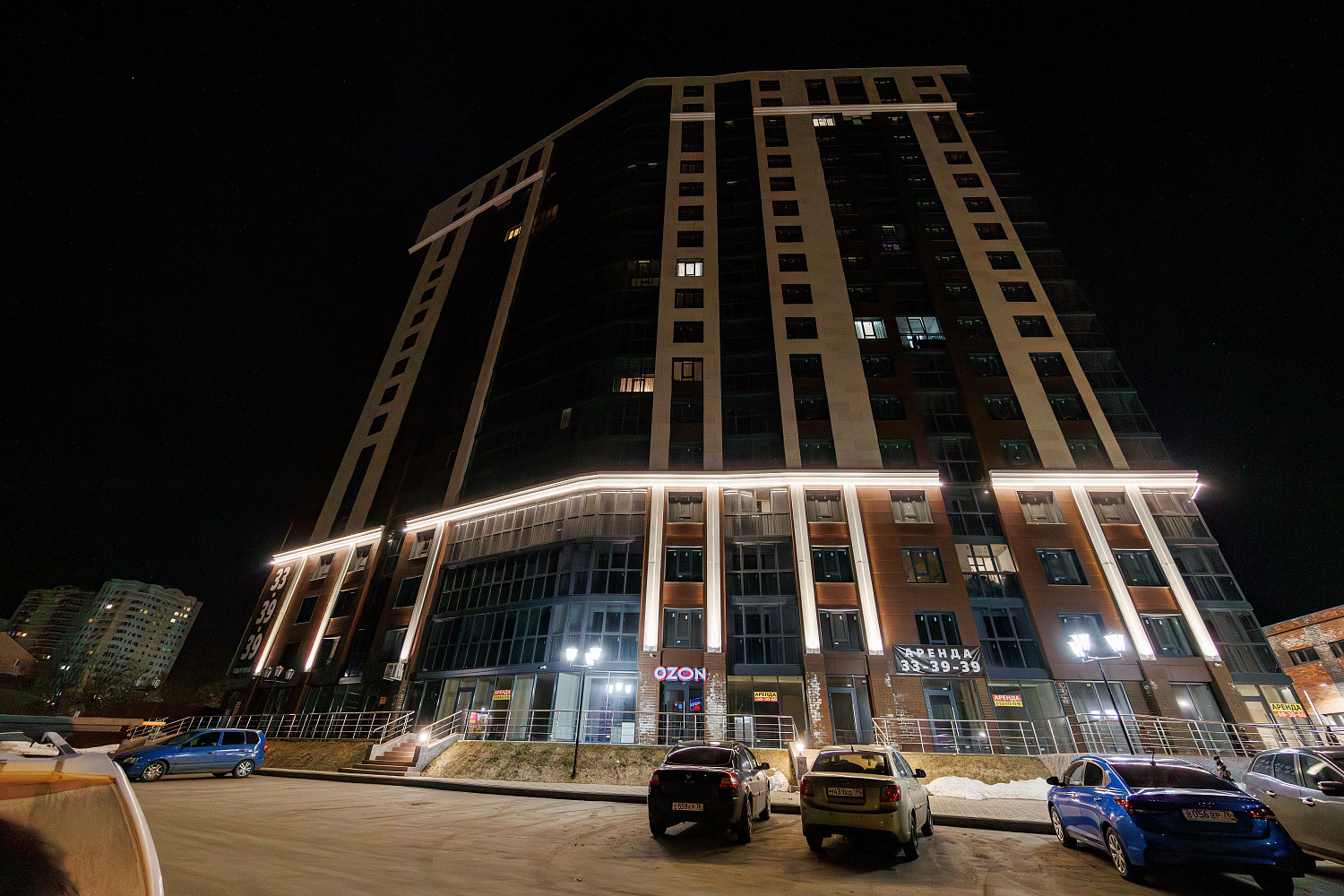 Архитектурное освещение жилого комплекса Гармония, г. Ярославль