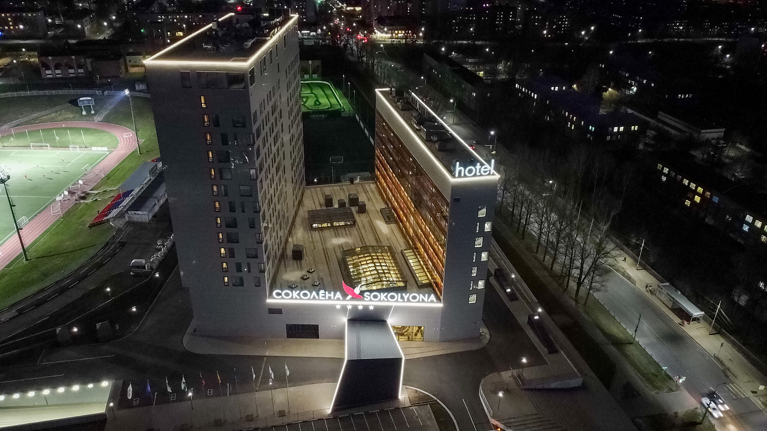 Архитектурное освещение гостиницы "Соколёна", г. Ярославль